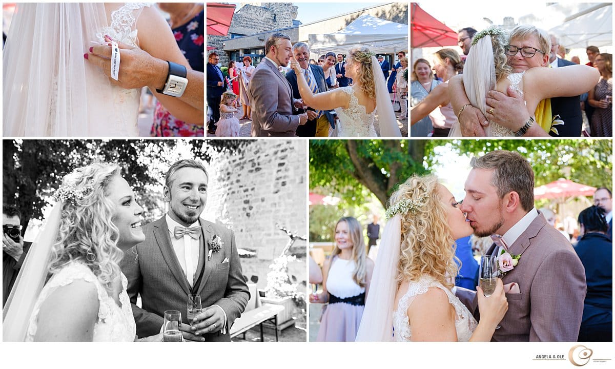 Hochzeitsfotograf Bonn - standesamtliche Trauung auf der Godesburg Sektempfang